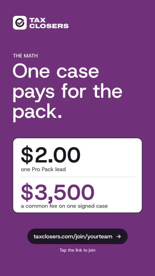 Story ad: One signed case pays for the pack, comparing one lead to one client
